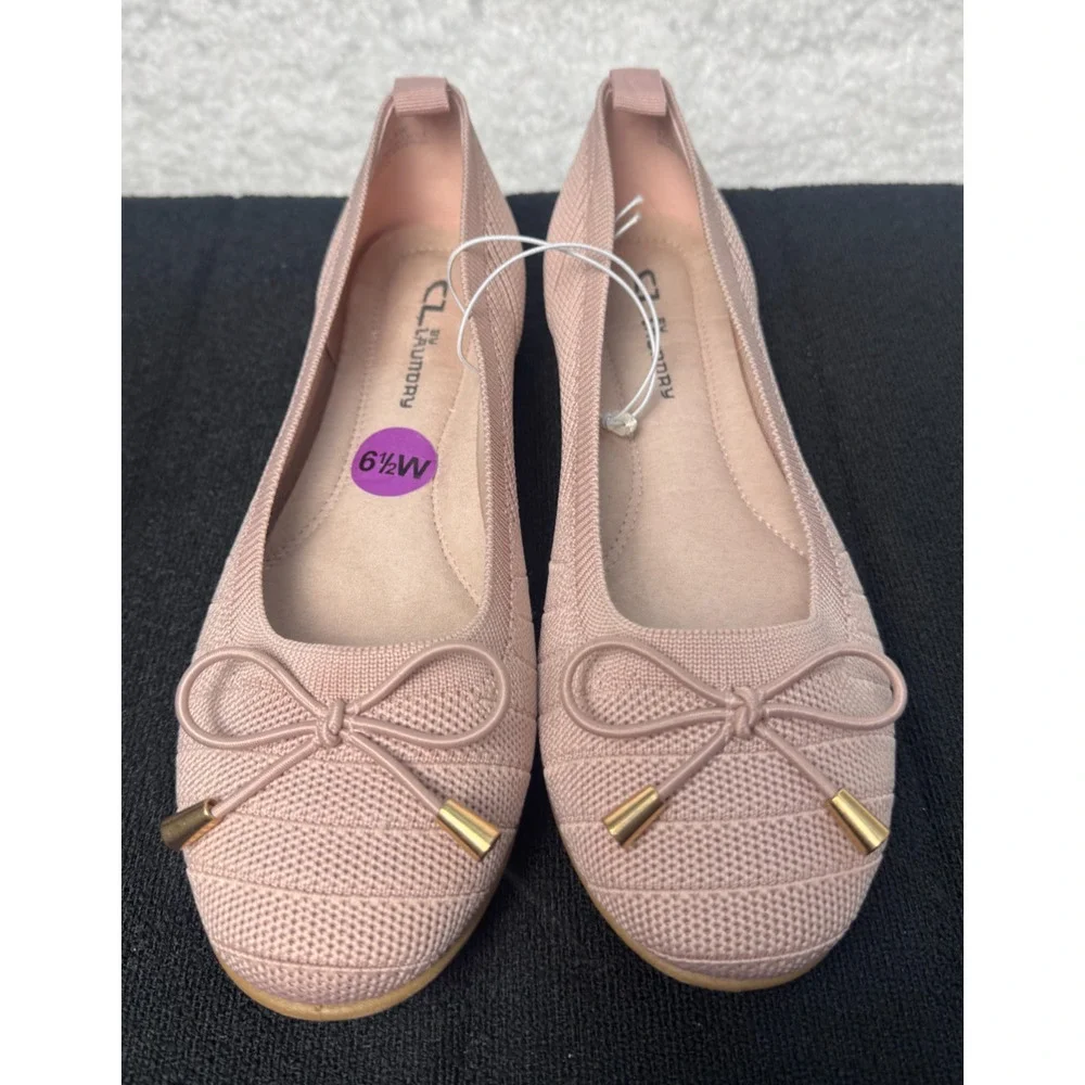 Chinese Laundry Light Baby Pink Knitted Ballet Flats w/Bow Detail-Size 6.5W WIDE
